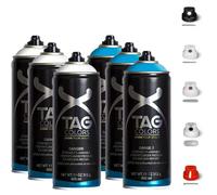 Bombolette Spray Graffiti AZZURRO BIANCO 400ml SCUDETTO NAPOLI Vernice + Testine