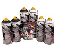 Bombolette spray nero e bianco, 6 flaconi spray NBQ per tutti i possibili usi creativi, ad asciugatura rapida, immediatamente spruzzabili, vernice acrilica nitro-opaca + cappucci di ricambio