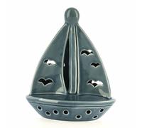 BOMBONIERA BARCA VELA GABBIANI MARE LUCE A LED COMUNIONE CRESIMA MATRIMONIO