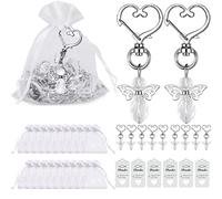 Bomboniera battesimo 30 pezzi ciondolo angelo custode portachiavi + carta kraft + sacchetto in organza per Natale matrimonio bomboniera comunione ringraziamento regalo festa della gioventù decorazione