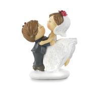 Bomboniera/Cake-Topper Matrimonio Coppia Sposini Abbracciati 11,8cm in Resina