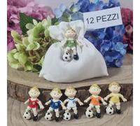 Bomboniera calcio Comunione bimbo calciatore colori misti calamite + sacchetti (12 pezzi)