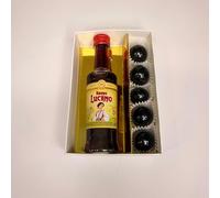 Bomboniera con mini liquore - A scelta aggiunta di confetti - Idea regalo per Matrimonio, Compleanno, Anniversario, Laurea, Pensione - Con possibilità di tag personalizzato (Amaro Lucano)