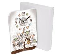 Lupia - Bomboniera con Scatola bianca OROLOGIO GEA parete o tavolo legno stampato TREE WHITE albero della vita 15x21 cm idea regalo Matrimonio Cresima Comunione Battesimo Anniversario Compleanno
