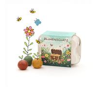 Bomboniera crescente e pensierino per il compleanno dei bambini, 6 biglie di fiori colorati con semi di fiori selvatici in confezione mini uova, scatola del tesoro per compleanni e caccia al tesoro