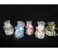 Bomboniera Matrimoni Comunioni Sacchetto Confetti Rosa Juta + Tulle 10 Pezzi