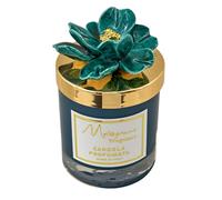 Bomboniera Matrimonio Candela Profumata Con Fiore Capodimonte Verde Con Box