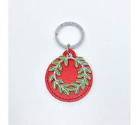 10X Portachiavi similpelle ROSSO CORONA D'ALLORO VERDE bomboniera LAUREA 15HL