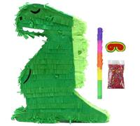Bomboniere a forma di dinosauro Piñata a forma di dinosauro con bastoncino di plastica, benda di carta e coriandoli, pignatte per feste di compleanno, giochi, attività in classe, decorazioni tema