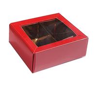 Bomboniere Astuccio, Kit 10 Pezzi, scatolina Porta Confetti, con divisorio, in cartoncino, Ideale per Feste e Cerimonie (2 Scomparti, Rosso)