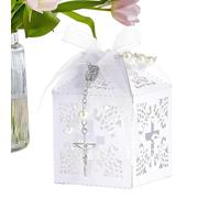 Bomboniere Battesimo Rosario Croce Perla Scatola Ricordo Cristiano | Bomboniere per la Prima Comunione per Matrimonio Celebrazione Chiesa Domenica Messa Memorial Servizi
