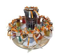 Bomboniere candele profumate su torta applicazione cactus in legno confetti inclusi (12 fette)