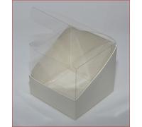 BOMBONIERE FAI DA TE 10 SCATOLE 10X10X9 DUO TRASPARENTE/AVORIO CONFETTI NASCITA