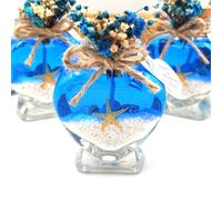 bomboniere matrimonio, bottigliette vetro Candele in un barattolo di profumate battesimo,vasetti vetro anni ragazzo, comunione, cresima,piccolo regalo (gel blu sabbia bianca, set da 50)
