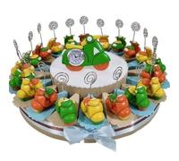 Bomboniere Moto Scooter Motocicletta Italia Ideali per cresima, Comunione, Battesimo (Torta con 20 Moto memoclip + Orologio + Confetti)