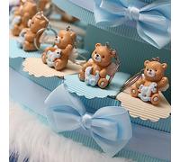 Bomboniere Nascita Battesimo Primo Compleanno Torta con PORTACHIAVI Orsetti Bimbo TR1007P (35 Pezzi)