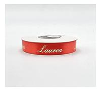 Bomboniere Nastro Doppio Raso Rosso Scritta Oro Laurea 15 mm X 25 Metri