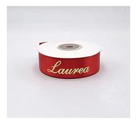 Bomboniere Nastro Doppio Raso Rosso Scritta Oro Laurea 25 mm X 25 Metri