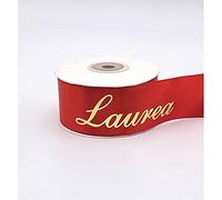 Bomboniere Nastro Doppio Raso Rosso Scritta Oro Laurea 40 mm X 25 Metri