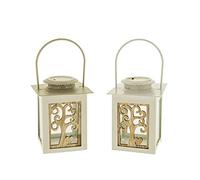 Bomboniere Noce 1 PZ Lanterna Latta con Albero e Luce LED 6x6x8.5 cm