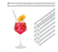 Bomboniere per matrimonio con nomi individuali o testi incisi 10 x 20 cm cannucce in vetro personalizzate con incisione per comunione, battesimo, addio, educatore o regalo di nozze