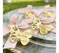 Bomboniere Personalizzate A Forma Di Farfalla Per Il Battesimo Di Bambini E Bambine, Targhette Personalizzate In Acrilico A Specchio Per Il Battesimo, Souvenir Per Feste A Tema Religioso(20pcs)