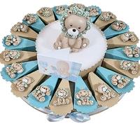 Bomboniere savana animaletti jungla Battesimo bimbo torta di bomboniera confetti e biglietti inclusi (20 fette)