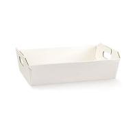Bomboniere Seta Bianco 31x22x9 cm Cesto Vassoio Montaggio Facile | Cartone Italiano Resistente Robusto e di Bella Presentazione | Ideale per Contenere Sacchetti o per trasportare Piccole