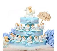 Bomboniere Torta Nascita Orsetto con Carrozzina e Pony Bimbo Statuina 90 fettine