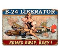 Bombs Away B24 Liberator Aircraft 2. Wk Pin Up Retro segno puntelli targa 20,3 x 30,5 cm