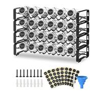 Bomclap Portaspezie con 24 contenitori vuoti quadrati, Spice Rack Organizer etichette per spezie con pennarello a gesso e imbuto set completo per piano di lavoro, armadio o supporto a parete (4 piani)
