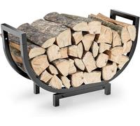 Bomclap Scaffale per legna da ardere in metallo, a forma di U, per interni ed esterni, 60 x 20 x 33 cm, Nero