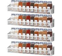 Bomclap Scaffale portaspezie da parete in metallo, da cucina, da parete, da cucina, da cucina, da tavolo, da lavoro, colore: argento/grigio (4 pezzi)