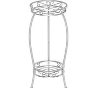 Bomclap Supporto per piante in metallo, 69 cm, 2 livelli, per interni ed esterni (argento)