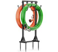 Bomclap Supporto per tubo da giardino, 116 cm, doppio lato, autoportante per giardino, in metallo rimovibile, con gancio, resistente e stabile