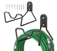 Bomclap Supporto per tubo in metallo, supporto per tubo da giardino a parete per tubo da giardino (nero, 2 pezzi)