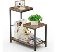 Bomclap Tavolino a 3 livelli, 66 cm, piccolo comodino per soggiorno, camera da letto, cucina, ufficio, marrone e nero