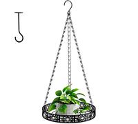 Bomclap Vaso da fiori sospeso, rotondo, per esterni, giardino, balcone, colore nero