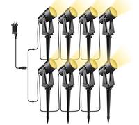 Bomcosy Luci per Giardino 28M LED Illuminazione da giardino, Set da 8 lampade da giardino con picchetto, DC 27V, 2400 lm, COB IP65 impermeabile Per Prato Terrazzo Cortile Vialetto Patio