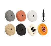 BomDog Set Di Mole Lucidanti, 8 Pezzi da 3 Pollici, per Smerigliatrice da Banco con Adattatore per Albero Trapano da 10 Mm, Lana per Mola per Pietra da 75 Mm