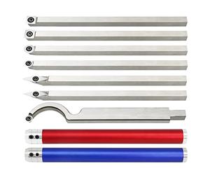 BomDog Set Di Utensili per Tornio Set Di 7 Utensili per Tornitura Del Legno, Utensili per Tornitura Del Legno con Punta in Metallo Duro, Impugnatura Intercambiabile in Lega Di Alluminio con Inserti