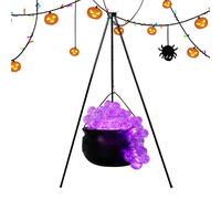 Bomefoi Calderone delle Streghe di Halloween su treppiede, Grande calderone delle Streghe con luci - Ciotole Decorative per calderone Portatile | Robuste Decorazioni di Halloween per
