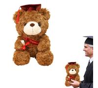 Bomefoi Laurea Orso Bruno Peluche - Orso di laurea ripieno con cappuccio nero, di peluche con berretto nero, diploma e oggetti di scena