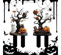 Bomefoi Pali da Giardino di Halloween,Cartelli da Giardino per Esterni - Festa Spaventosi 2D per Prato Patio Viale Cortile