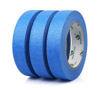 BOMEI PACK 3 rotoli di nastro adesivo blu per pittori 24mmx50m Nastro per mascheratura in carta crespa premium per pittura, artigianato e fai da te Nastro professionale per pittori