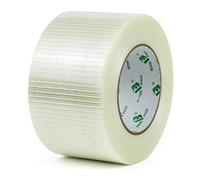 BOMEI PACK Nastro a Filamento in Fibra di Vetro Rinforzata, Trasparente, 75 mm x 50 m