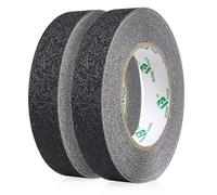 BOMEI PACK Nastro antiscivolo, 2 rotoli 25mmx10m, nero e giallo, nastro antiscivolo per gradini interni ed esterni (nero)