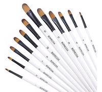 BOMEIJIA Filbert, set di 12 pennelli artistici per pittura acrilica, acquerello, guazzo, kit professionale con punte in nylon sintetico