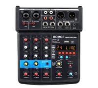 BOMGE 4-Kanal Mini-DJ-Audio-Mixer mit MP3-, USB-, Bluetooth- und Stereo-Aufnahmefunktion, 48-V-Phantomspeisung und 99 DSP für Karaoke, Performances, Kirchengesang und Podcast-Streaming