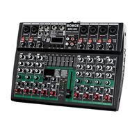 BOMGE Console audio professionale con interfaccia a 8 canali, USB, Bluetooth, MP3, ingresso computer 48 V, alimentazione phantom stereo, DJ Studio FX 256 bit DSP, per professionisti e principianti
